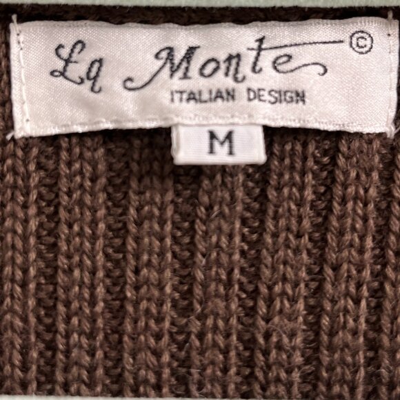 Teddy Bear Sweater Vest - Brown Knit - Vintage La Monte Italian Design - Medium - Picture 3 of 9